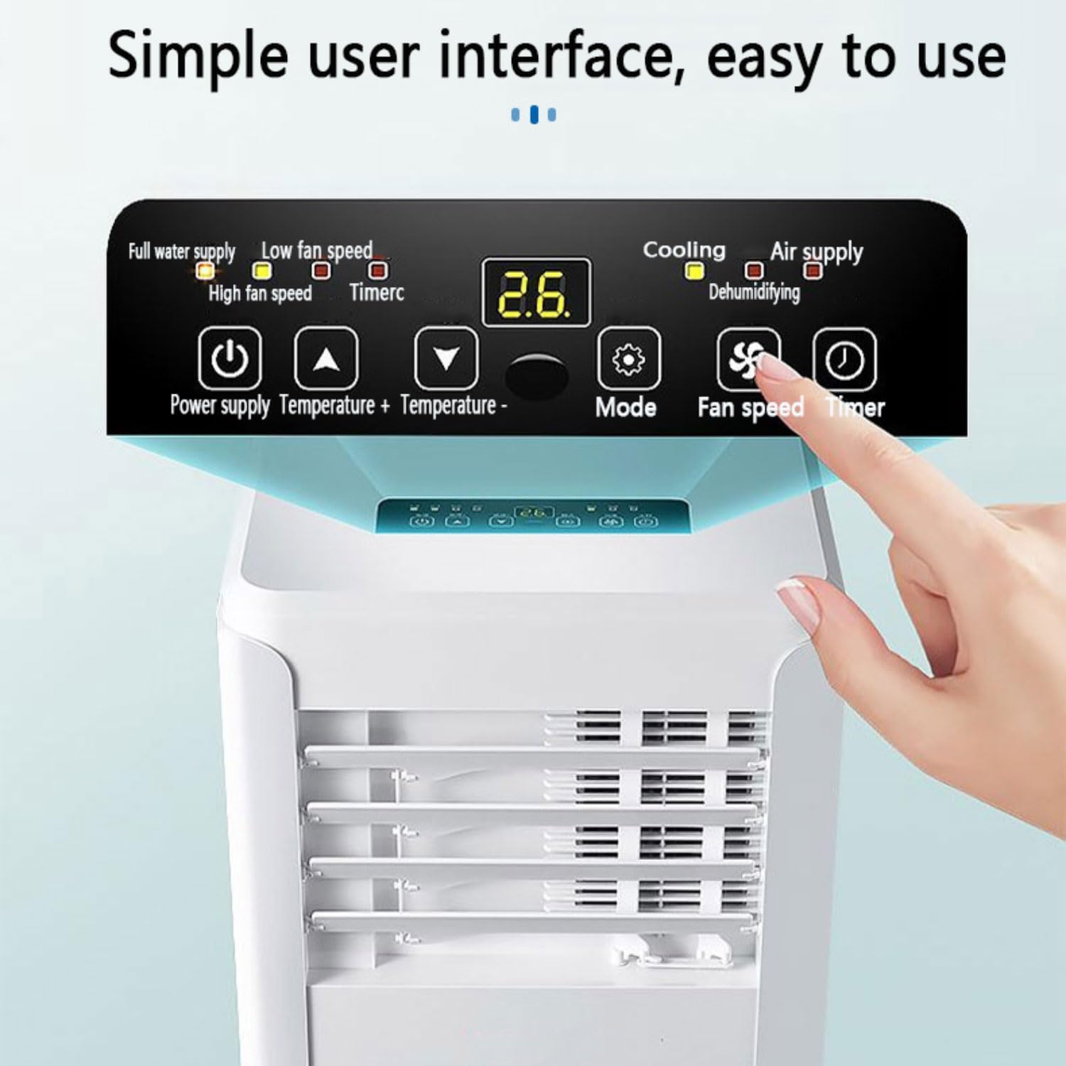 GENERIC Unité De Climatisation Portable 8500 BTU, Déshumidificateur Cool Et Ventilateur Pour Les Chambres Jusqu'à 350 Pieds Carrés, 120 Flux D'air Grand Angle, Télécommande, Minuterie 24H Avec Kit D'installat