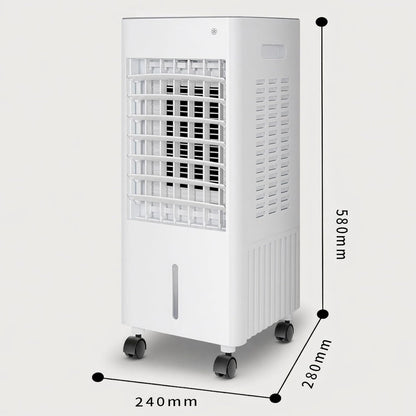  Climatiseur Évaporatif 4 En 1 Avec Réservoir 12L Et Télécommande，3 Vitesses, Oscillation 90°-120°, Minuterie 7,5 H, 4 Blocs De Glace Inclus, Roulettes Mobiles (White 12L)