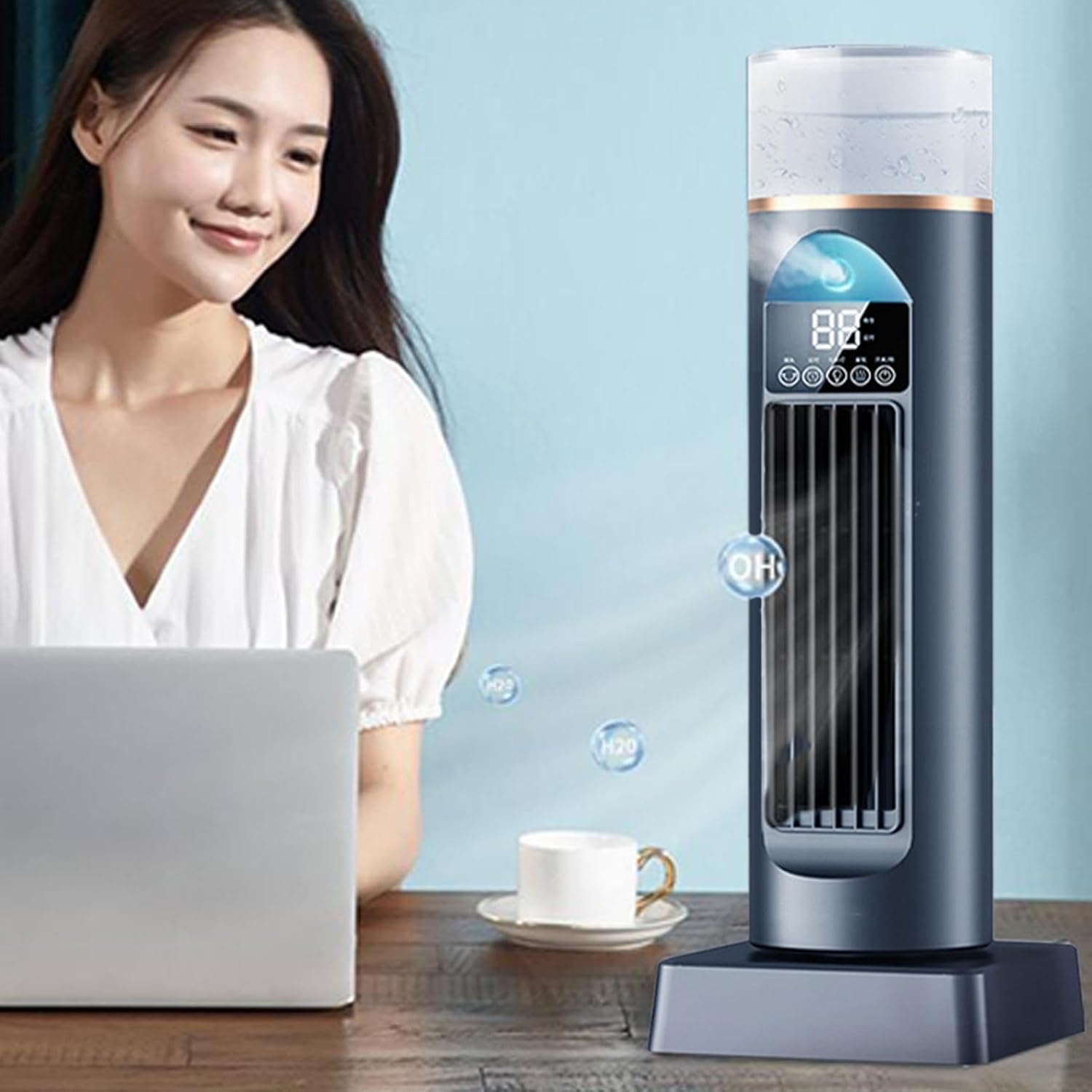  Ventilateur D'air Froid – Ventilateurs D'air Frais De 230 Ml, Conditionneur Personnel, Humidificateur Silencieux Sans Lame | Dispositif De Refroidissement Par évaporation Portable Pour