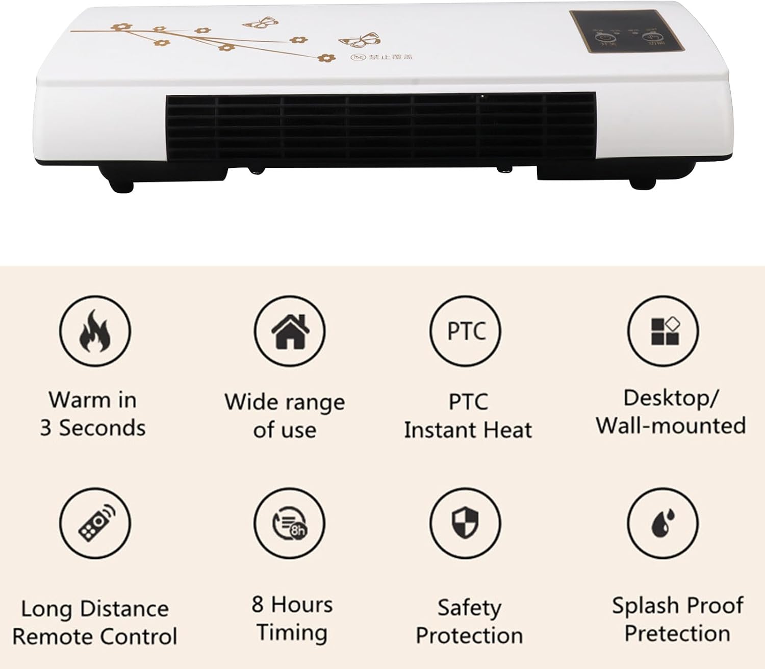  TOPINCN Mini Climatiseur Mural, Chauffage Rapide Avec Minuterie Et Télécommande, Climatiseur Portable Intelligent, Avec Télécommande Pour Le Bureau à Domicile