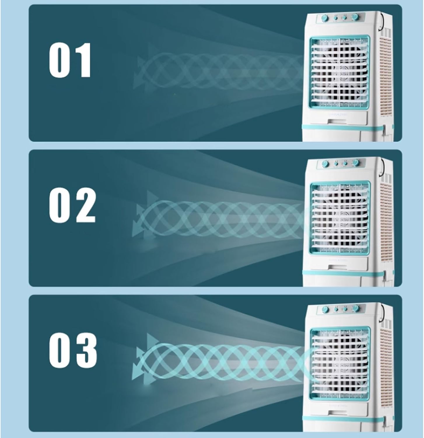 GENERIC Refroidisseur D'évaporation Portable Avec Paquet De Glace, Réservoir D'eau 40L, 3 Vitesses, Roues Universelles, Double Filtration, Flux D'air Grand Angle Pour Garage Patio à Usage Domestique Solution