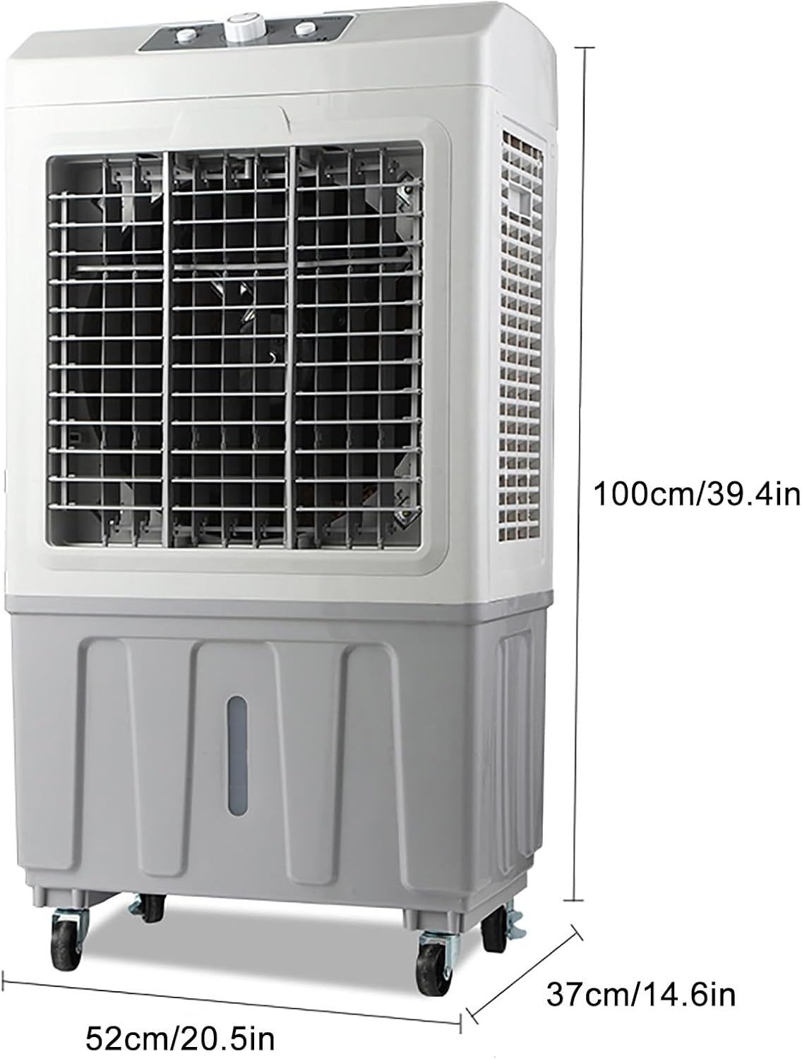 GENERIC Refroidisseur D'air évaporatif Portable, Refroidisseur De Marais Avec Oscillation à 120°, Réservoir D'eau De 50 L, 3 Vitesses, 6 Blocs De Glace, Pour Grande Pièce, Terrasse, Garage