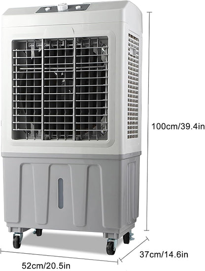 GENERIC Refroidisseur D'air évaporatif Portable, Refroidisseur De Marais Avec Oscillation à 120°, Réservoir D'eau De 50 L, 3 Vitesses, 6 Blocs De Glace, Pour Grande Pièce, Terrasse, Garage