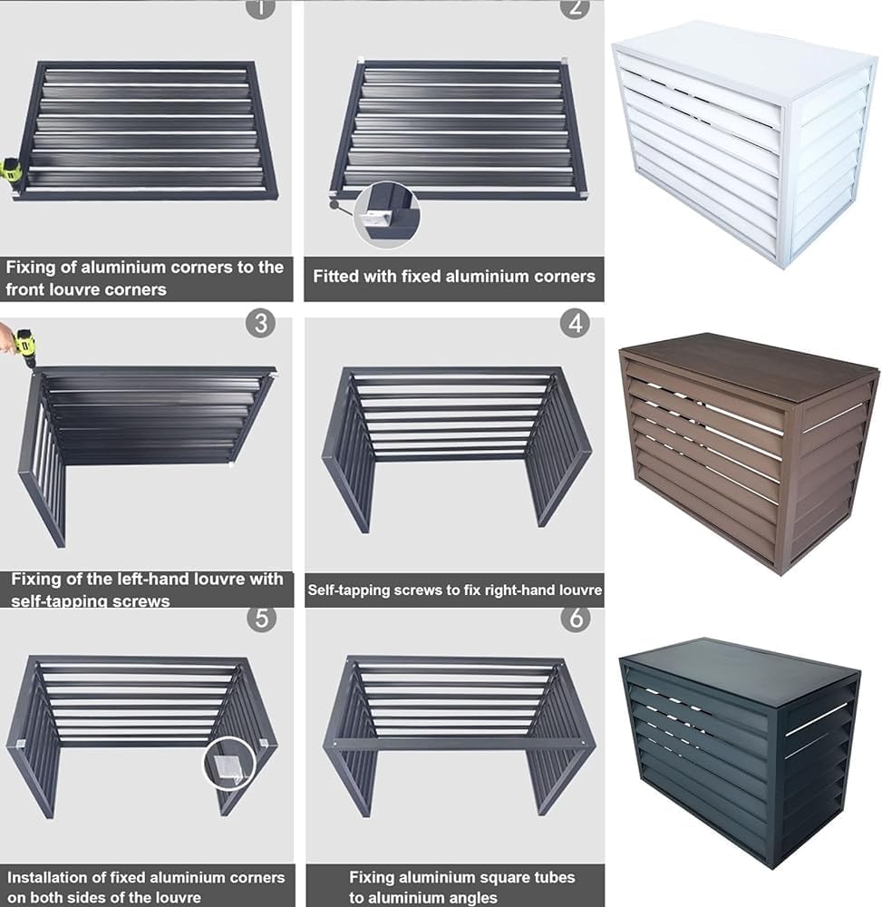 GENERIC Housse Antivol En Alliage D'aluminium Pour Climatiseur Avec Volet Supérieur, Protection Durable Pour Unité Extérieure Résistante Aux Intempéries Et Blindage Sécurisé Pour Systèmes CVC