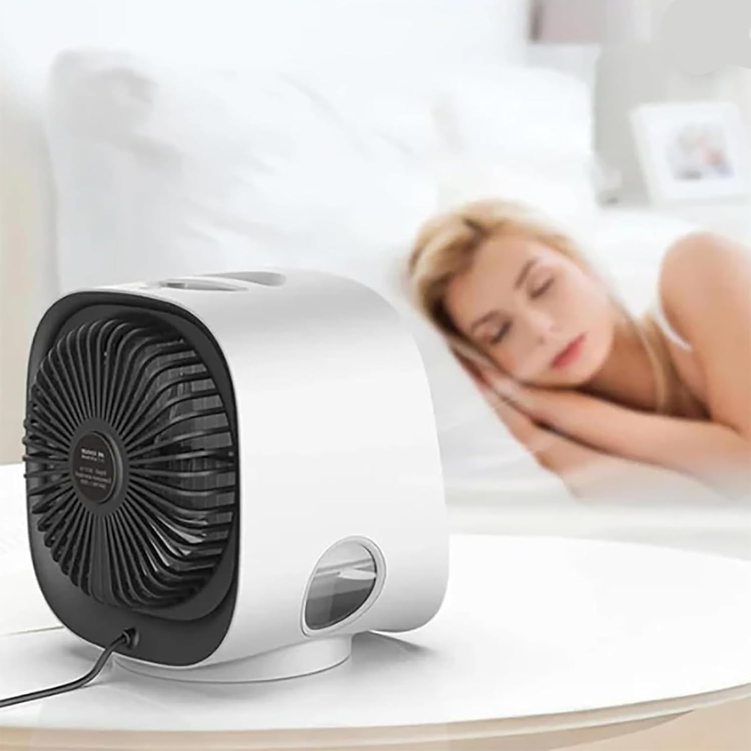  Climatiseur Mobile Sans évacuation, Mini Refroidisseur D'air Portable Avec Fonction Brumisation, Silencieux, Basse Consommation, Lumière Couleurs, Pour Bureau, Chambre, Voiture, Camping (Blanc)