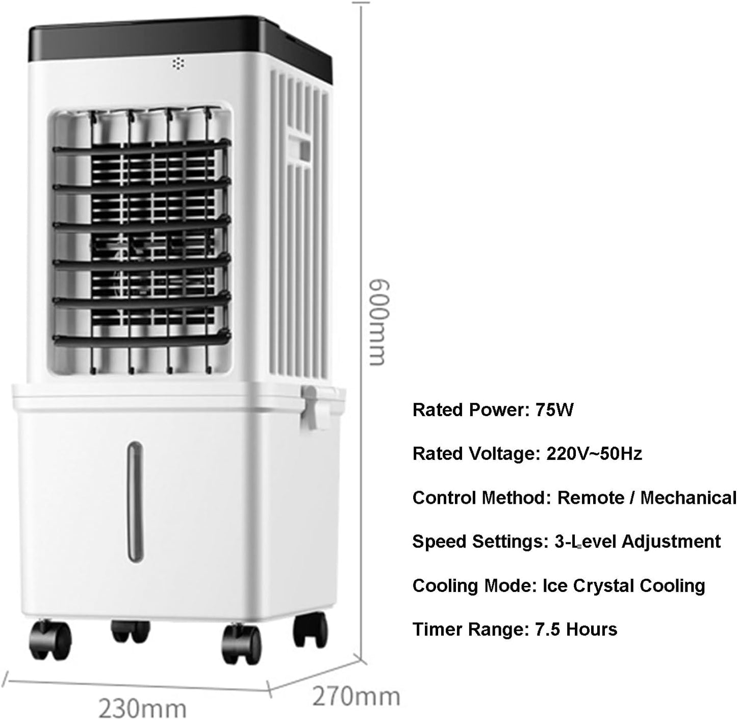  Climatiseur Portable, Refroidisseur D'air Par évaporation, Refroidisseur De Marais Sans Fenêtre Avec 3 Vitesses, 3 Modes, Réservoir D'eau Amovible, Ventilateur De Refroidissement Oscillant