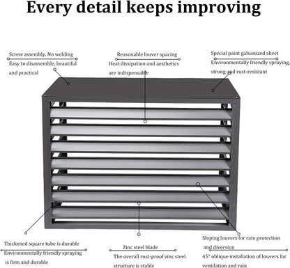  Grille Décorative En Aluminium Pour Climatiseur Et Pompe à Chaleur, Protection De Confidentialité Pour Climatiseur Extérieur, Autoportante