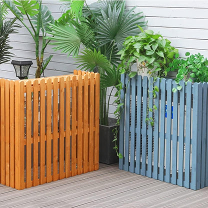 GENERIC Housse De Protection Pour Climatiseur Extérieur - Clôture En Bois Pour Climatiseurs Divisés - 120 X 60 X 109 Cm - Noir - Protection Visuelle Décorative Pour Unités Extérieures - Résistant Aux
