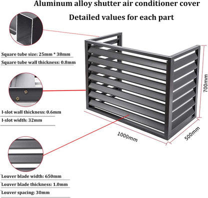 GENERIC Housse En Aluminium Pour Climatiseur – Bouclier Décoratif Résistant Aux Intempéries Pour Unités Centrales Climatisées Extérieures, Boîtier Autonome Pour Poubelles Ou Appareils CVC