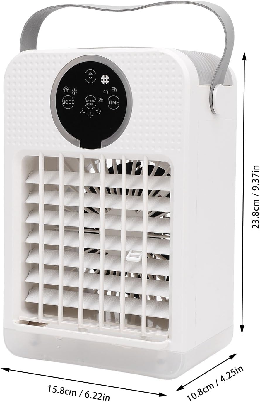  Climatiseur Portable 4 En 1, Refroidisseur D'air Par évaporation De 700 Ml, Mini Ventilateur De Refroidissement De Bureau Avec Minuterie Pour Le Bureau Et La Maison