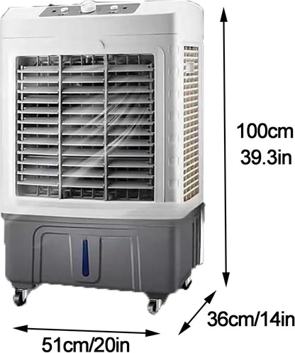 GENERIC Ventilateur De Refroidissement à évaporation, 150 W Avec 3 Vitesses Et Bouton De Contrôle, Comprend 6 Blocs De Glace Pour Un Refroidissement Amélioré, Idéal Pour Les Chambres, Les Maisons Et Les