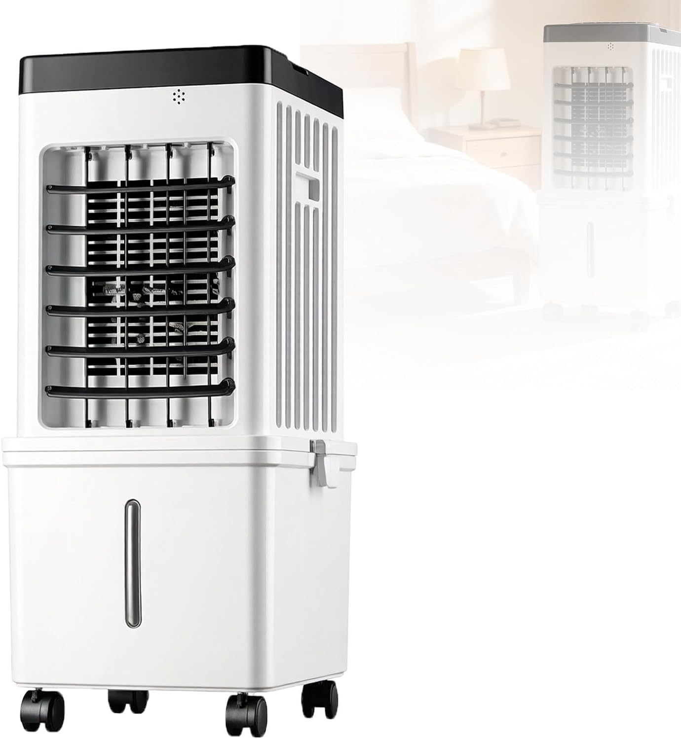  Ventilateur Climatiseur Portable, Ventilateur Rafraîchisseur D'air Par évaporation 10 L à 3 Vitesses, Ventilateur Compact Et économe En énergie Avec Roulettes Pour La Maison, Le Bureau Et La Chambre