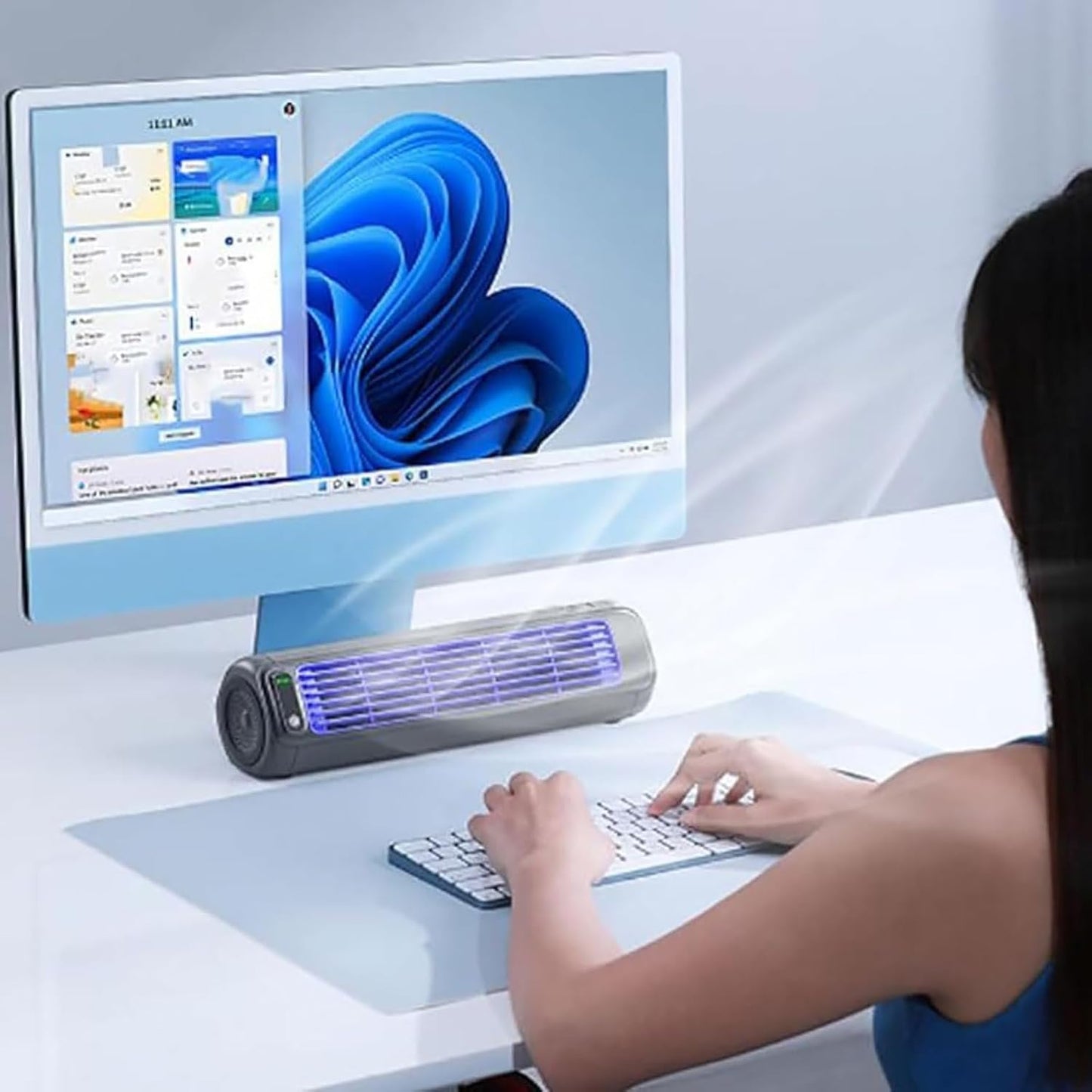 GENERIC Migilife Ventilateur De Climatisation Portable Ace – 3 Vitesses AC De Bureau Avec Chargement USB, Refroidissement Compact Pour Une Utilisation Au Bureau/à La Maison (couleur : Noir)