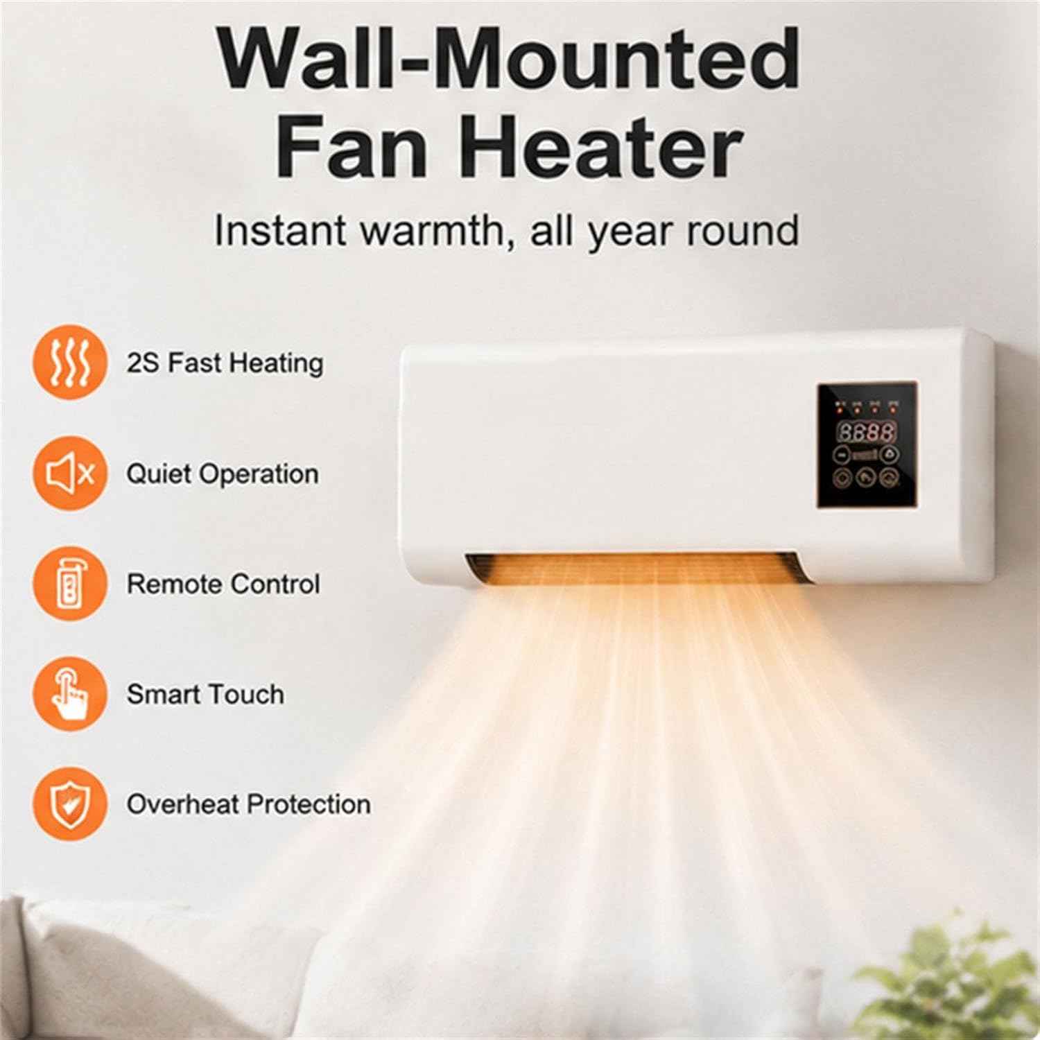  Ventilateur De Refroidissement Mural 2-en-1 Climatiseur Portable, Plug & Play D'économie D'énergie, Refroidisseur D'air Silencieux Pour La Chambre De Bureau à Domicile, Blanc 54x20cm