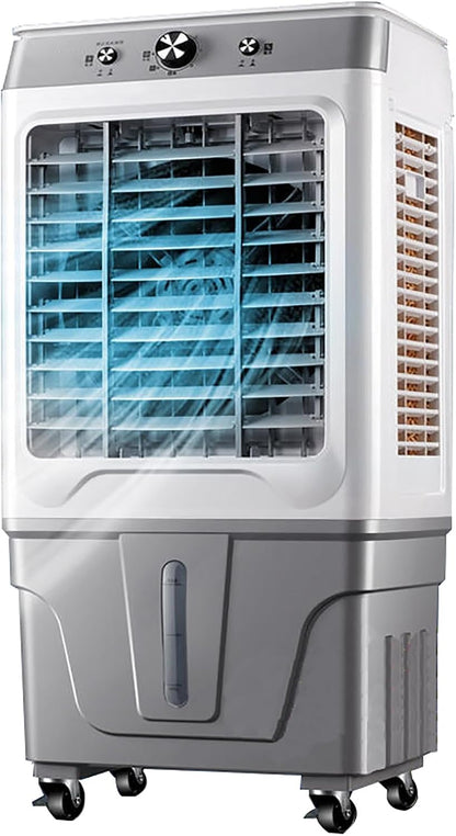  Ventilateur Refroidisseur D'air évaporatif Commercial 3 En 1, Climatiseur De Marais à 3 Vitesses, Ventilateur De Climatisation Industriel Avec Oscillation à 120 °, Grand Réservoir D'eau, Moteur