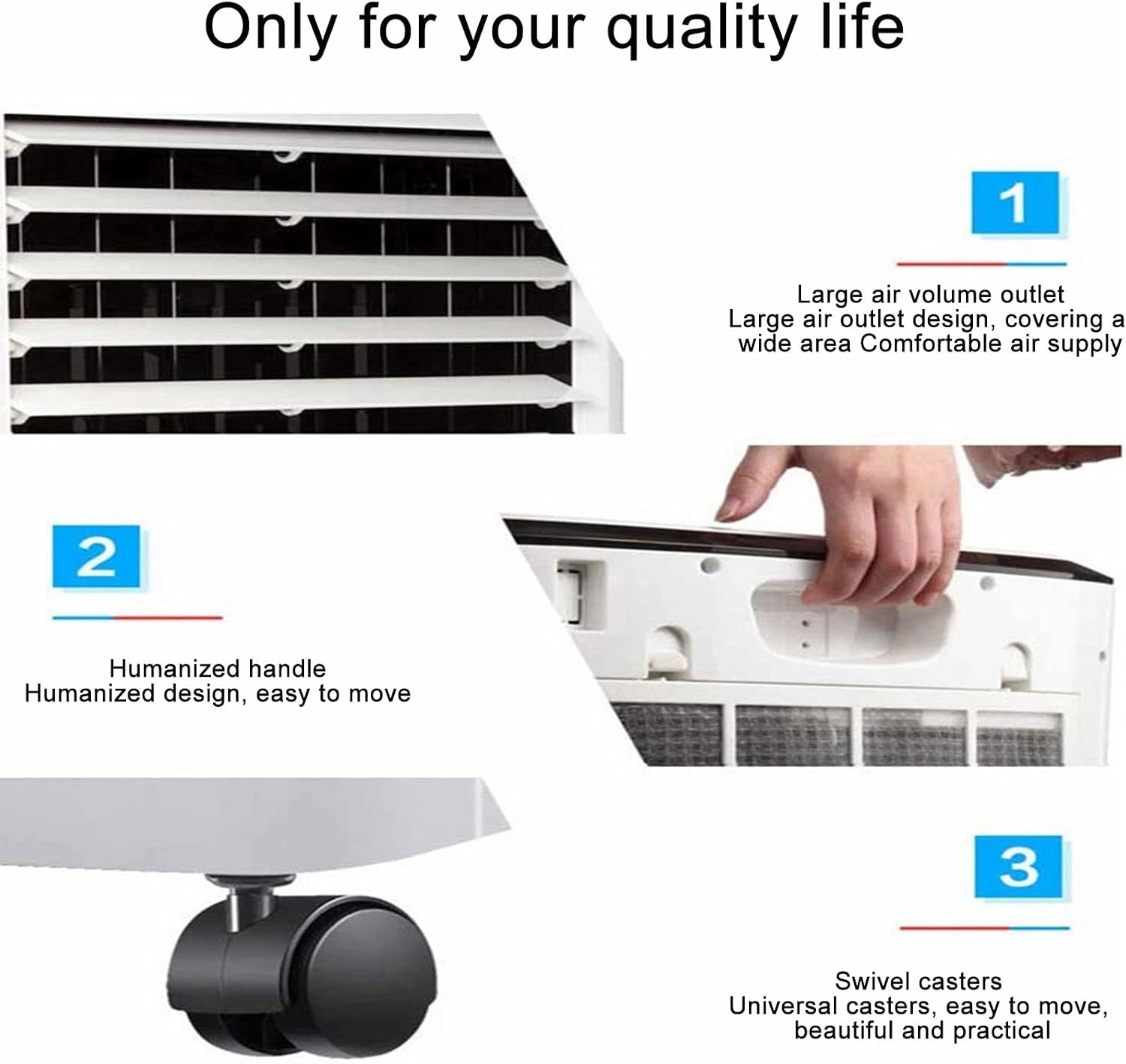 GENERIC Ventilateur De Climatiseur Portable Avec 3 Vitesses De Vent, Minuterie Et Télécommande, Grand Réservoir D'eau De 8 L Pour Refroidissement Personnel