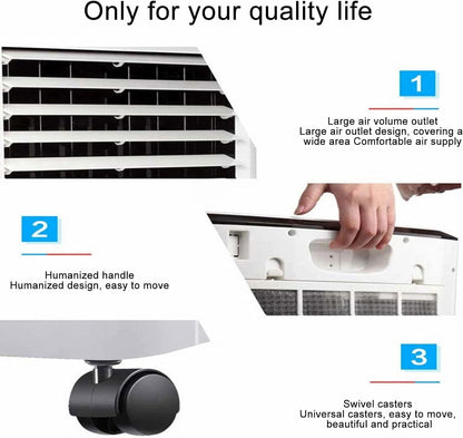 GENERIC Ventilateur De Climatiseur Portable Avec 3 Vitesses De Vent, Minuterie Et Télécommande, Grand Réservoir D'eau De 8 L Pour Refroidissement Personnel