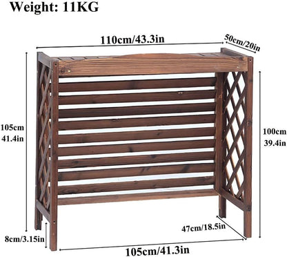 GENERIC Housse Et Support De Climatiseur D'extérieur En Bois Résistant Aux Intempéries – Protection élégante Et Unité AC, 100 X 43 X 94 Cm Et 110 X 50 X 85 Cm, Support De Fleurs Idéal Pour Toutes Les Saisons