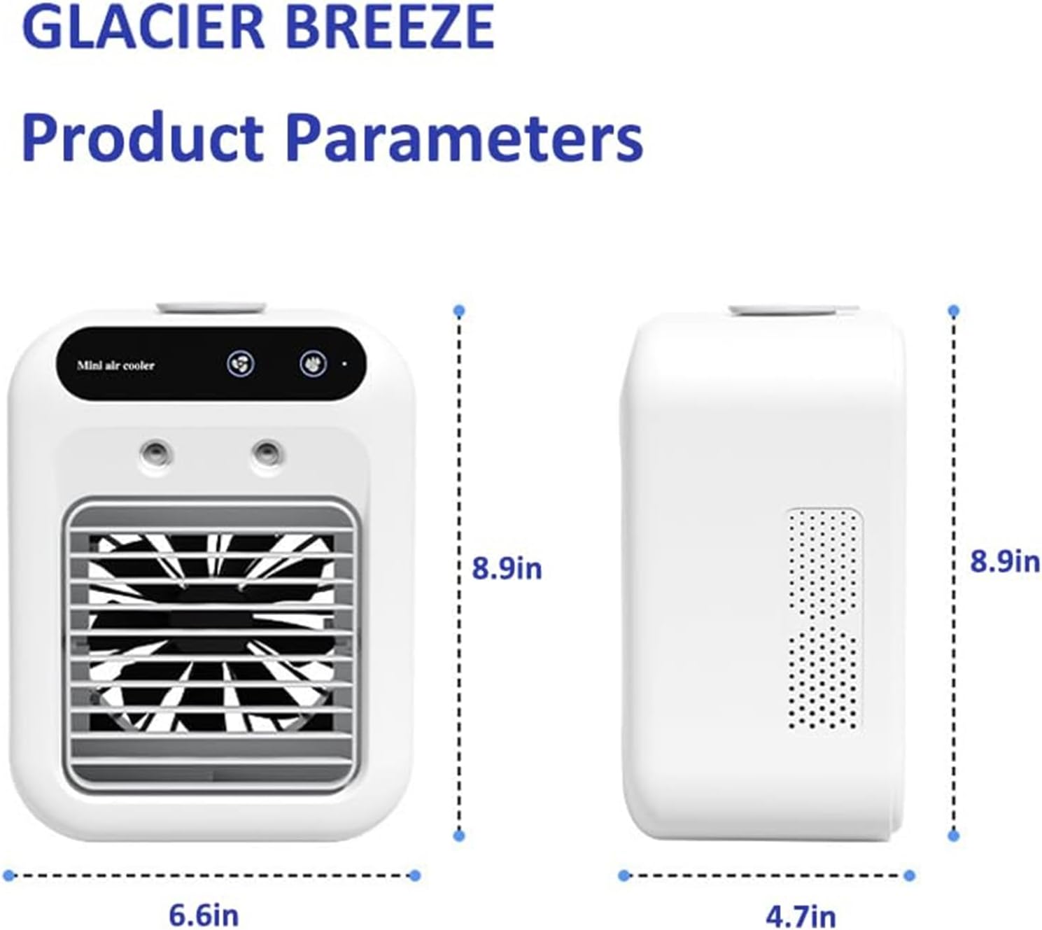 GENERIC Glacier Breeze Ac, Mini Refroidisseur D'air AC Portable Avec 2 Vitesses, Climatiseur Ultra Silencieux Avec Réservoir D'eau Intégré De 500 Ml Pour La Maison, Le Bureau
