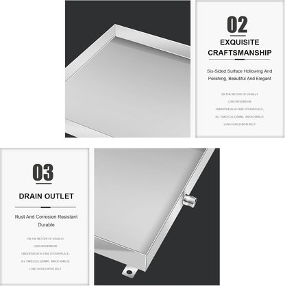  Bac Condensat Clim En Acier Inoxydable, 50 × 50 Cm, 60 X 60 Cm, Kit De Drainage De Climatiseur De Fenêtre, Bac De Récupération Du Climatiseur Avec Drain(500 X 500 Mm/20'' X 20'')