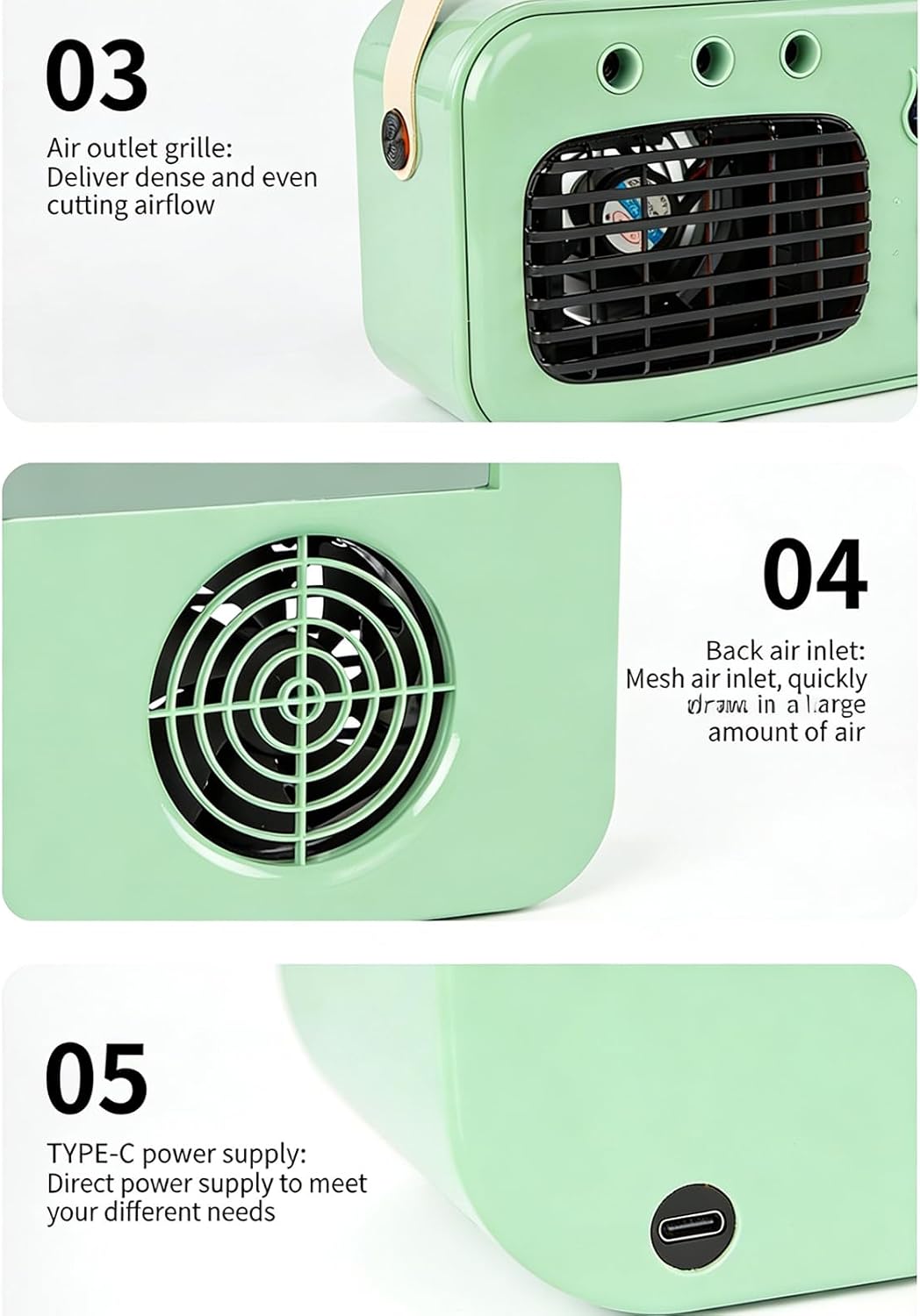  Refroidisseur D ' Air De Bureau Alimenté Par USB Avec 3 Réglages Et Fonction D ' Humidité Pour Refroidisseur Par évaporation à Usage Domestique