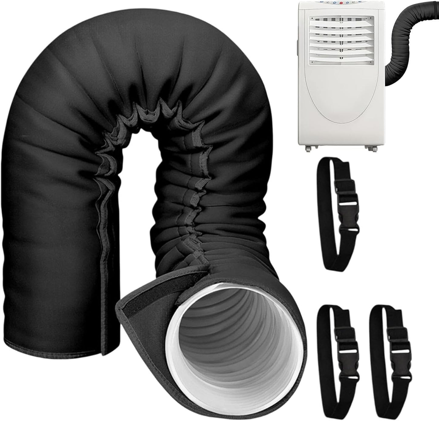  150x53cm Couvercle De Tuyau De Climatisation Portable Avec 3 Sangles | Imperméable Manchon D'isolation Pour Tuyau De Climatisation, Isolation Tuyau Climatiseur Manchon Pour Extérieur Intérieur