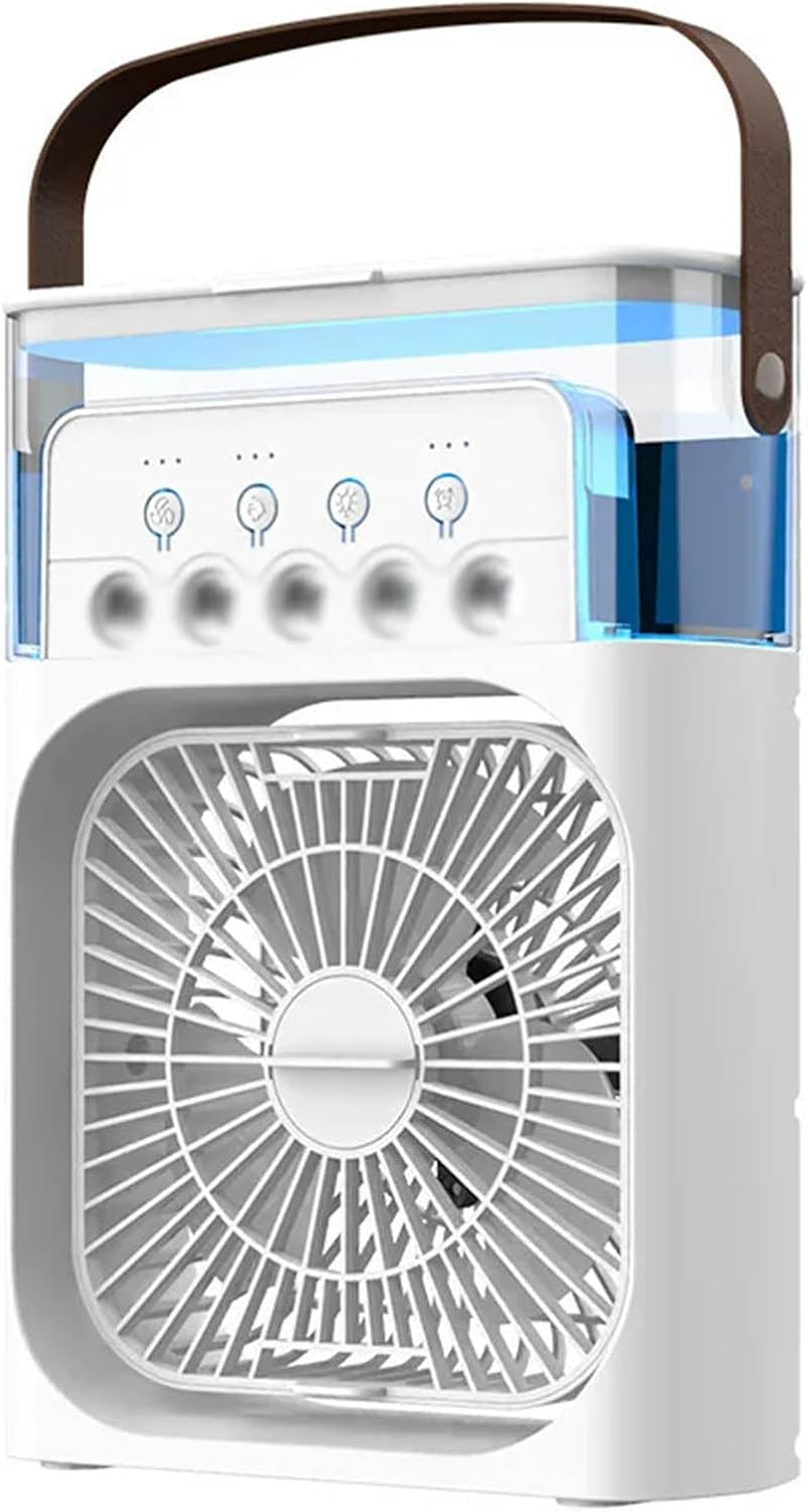 GENERIC Ventilateur Portable 3 En 1 Avec Lumière LED, 3 Vitesses, Brume, Alimenté Par USB, Refroidisseur D'air Par évaporation Pour La Maison, Le Bureau, L'extérieur