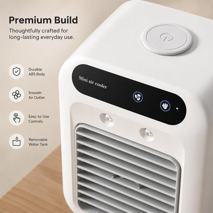  Climatiseur Portable Zensairex, Mini Climatiseur Portable Pour Chambre, 2 Vitesses, Réservoir D'eau De 500 Ml, Rafraîchisseur D'air Par Évaporation Pour Petites Pièces Maison, Bureau (Blanc*2)