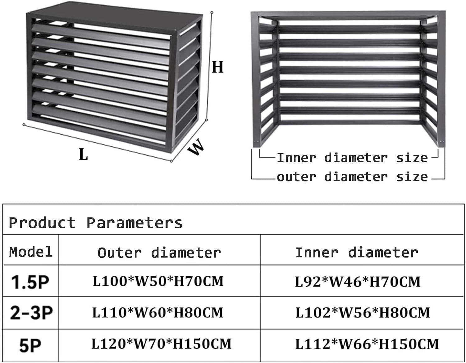 GENERIC Housse Antivol En Alliage D'aluminium Pour Climatiseur Avec Volet Supérieur, Protection Durable Pour Unité Extérieure Résistante Aux Intempéries Et Blindage Sécurisé Pour Systèmes CVC