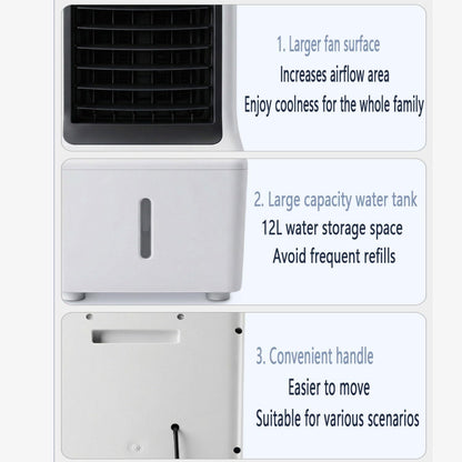  Refroidisseur à évaporation Mobile Avec Réservoir D'eau De 12 L, Refroidisseur D'air Silencieux Avec Refroidissement à Eau, 3 Vitesses, Débit D'air Puissant De 180 M³/h, Refroidisseur D'air (modèle