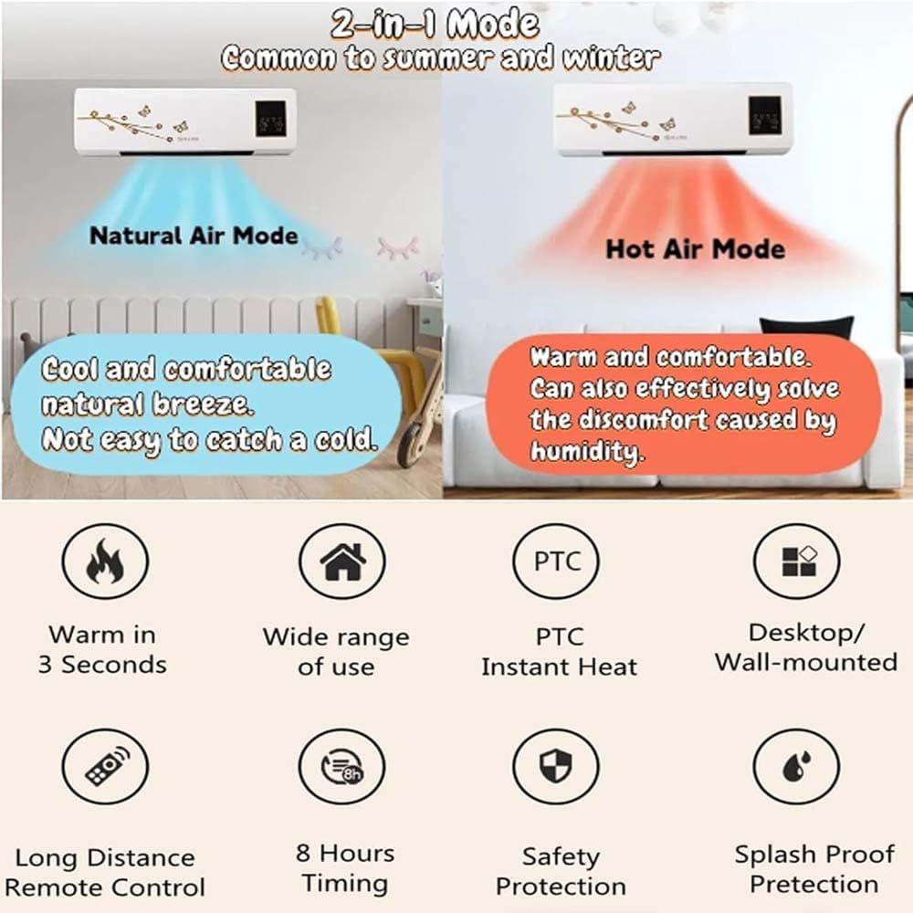  Petit Réchauffeur De Climatiseur,Refroidisseur Et Réchauffeur Ultra Silencieux, Avec Télécommande, Climatiseur Portable Pour La Maison/bureau/chambre (Blanc)