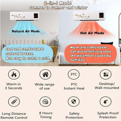  Petit Réchauffeur De Climatiseur,Refroidisseur Et Réchauffeur Ultra Silencieux, Avec Télécommande, Climatiseur Portable Pour La Maison/bureau/chambre (Blanc)