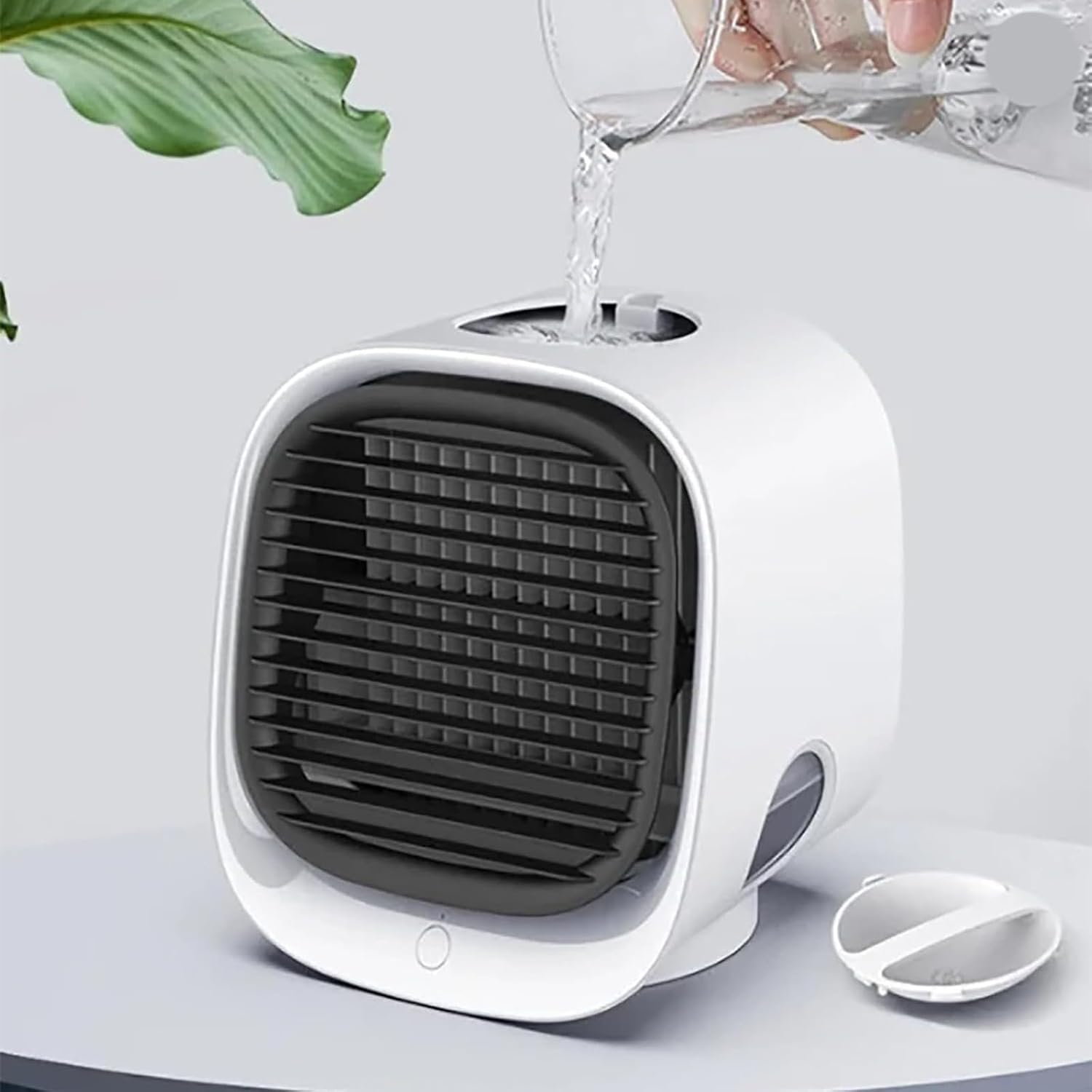  Climatiseur Mobile Sans évacuation, Mini Refroidisseur D'air Portable Avec Fonction Brumisation, Silencieux, Basse Consommation, Lumière Couleurs, Pour Bureau, Chambre, Voiture, Camping (Blanc)