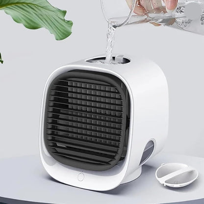  Climatiseur Mobile Sans évacuation, Mini Refroidisseur D'air Portable Avec Fonction Brumisation, Silencieux, Basse Consommation, Lumière Couleurs, Pour Bureau, Chambre, Voiture, Camping (Blanc)