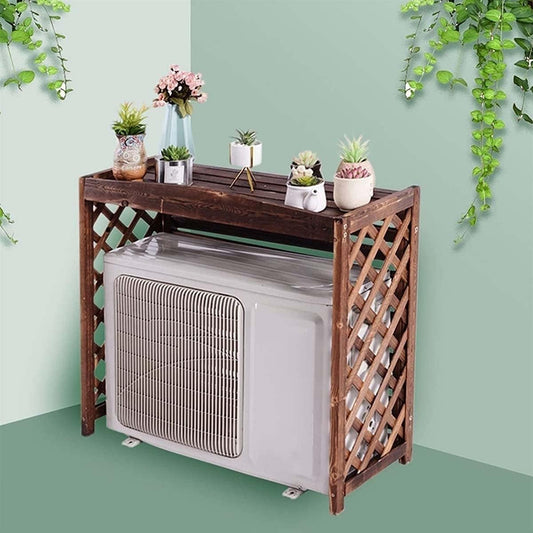  Clôture De Climatiseur Extérieur, Couvertures De Climatisation En Bois, Support De Rangement De Plantes De Climatisation En Bois, étagère De Décoration De Fleurs