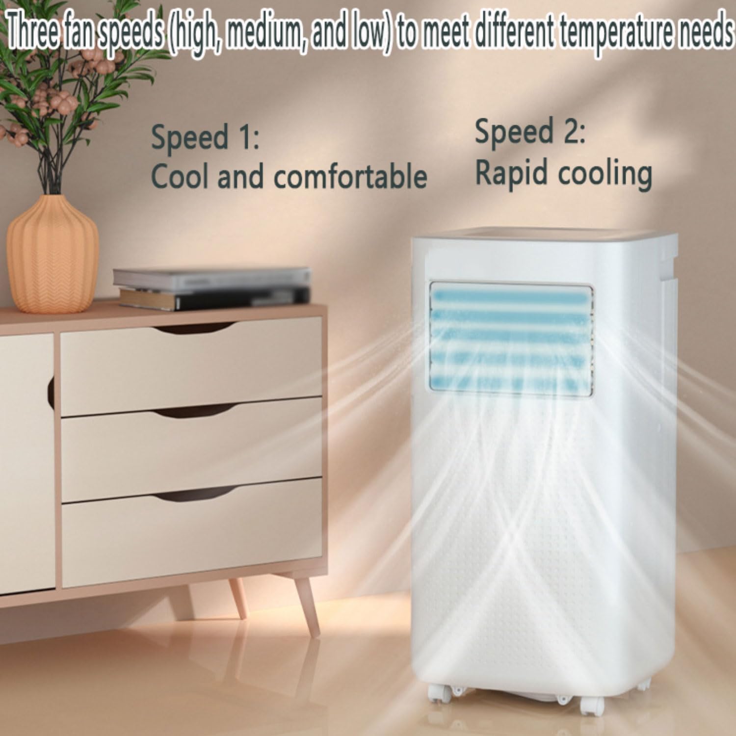  Climatiseur Portable Smart AC Unité Avec Télécommande, Refroidissement Rapide, Déshumidificateur, Mode Veille Silencieux, Minuterie 24H, Kit De Fenêtre Inclus, Ventilateur De Refroidissement Pour La C