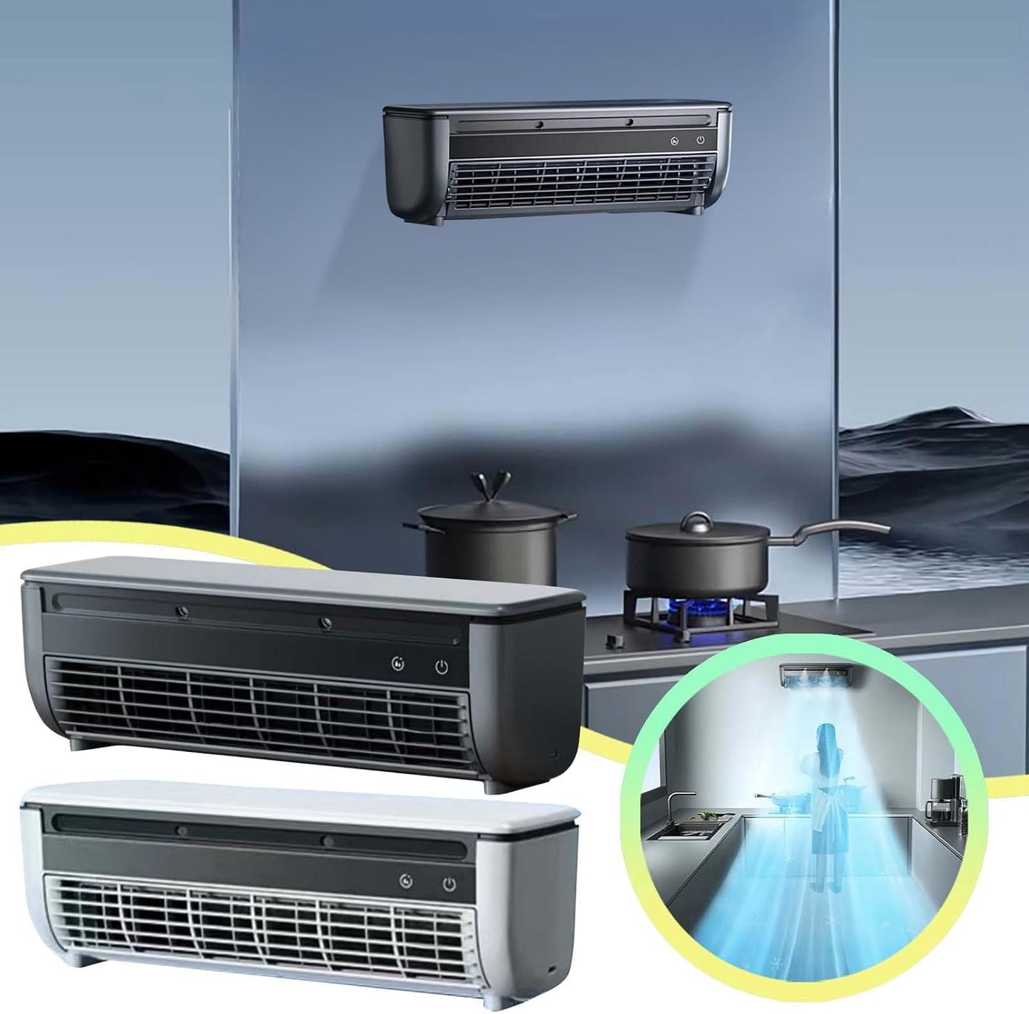  Ventilateur Rafraîchisseur D’air, Appareil De Ventilation À Trois Vitesses Rechargeable Sans Fil, Dispositif De Fraîcheur Pour Maison, Chambre, Camping-Car, Cuisine, Salle De Bain Et Salle De Sport