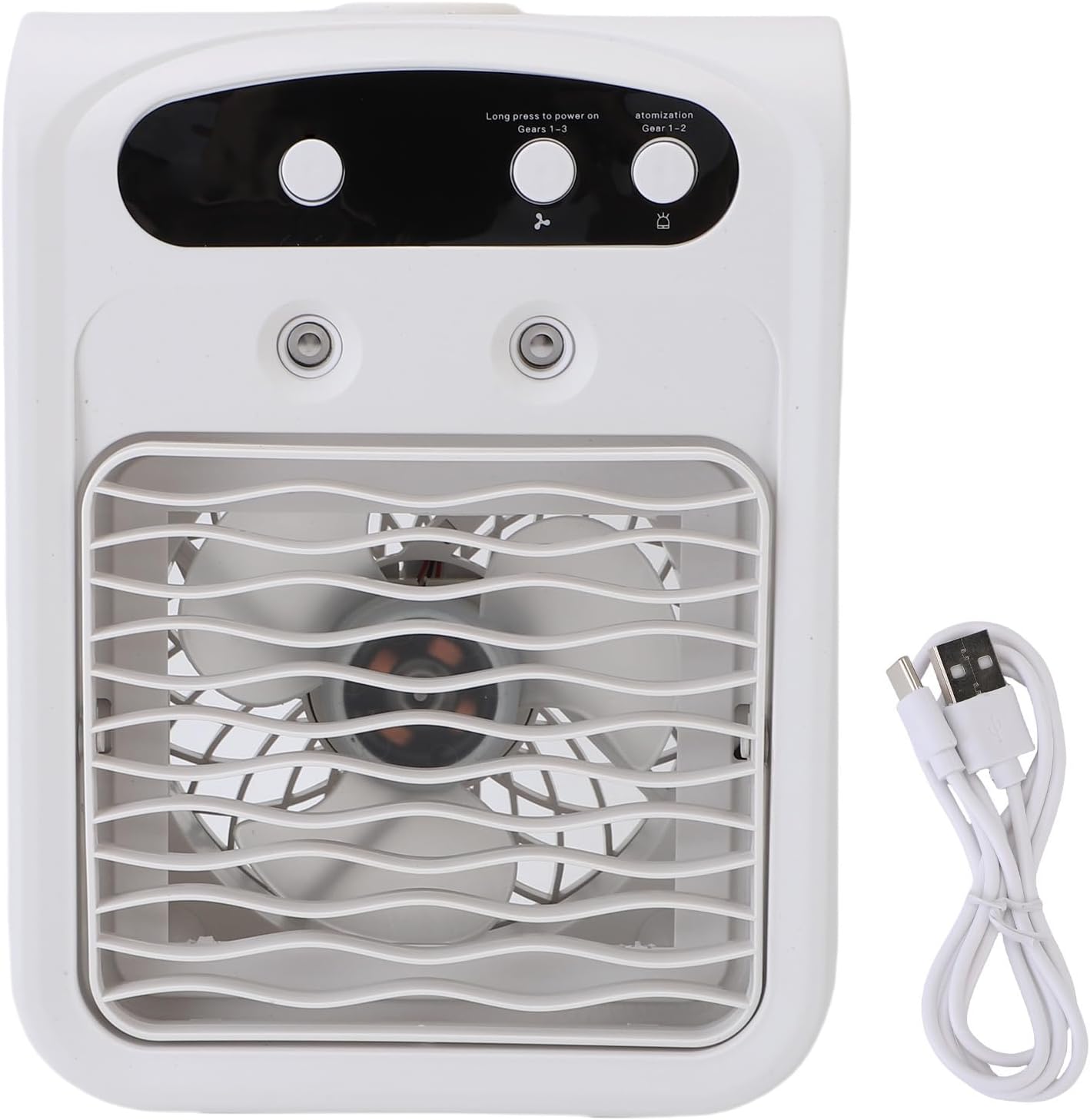  Naroote Ventilateur De Bureau USB, Climatiseur électrique De Bureau Rechargeable Avec Humidificateur Et Réservoir D'eau De 1000Ml, Appareils De Refroidissement Portables Pour L'été (WHITE)