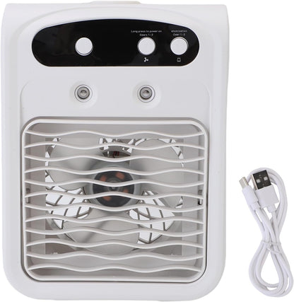  Naroote Ventilateur De Bureau USB, Climatiseur électrique De Bureau Rechargeable Avec Humidificateur Et Réservoir D'eau De 1000Ml, Appareils De Refroidissement Portables Pour L'été (WHITE)