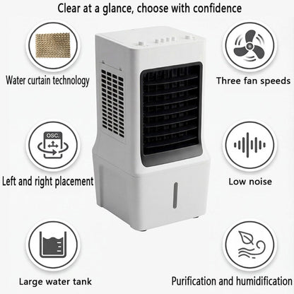  Refroidisseur à évaporation Mobile Avec Réservoir D'eau De 12 L, Refroidisseur D'air Silencieux Avec Refroidissement à Eau, 3 Vitesses, Débit D'air Puissant De 180 M³/h, Refroidisseur D'air (modèle