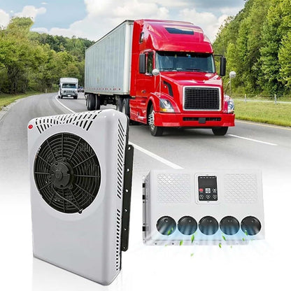  Générique Climatiseur De Cabine De Camion RV Unité De Climatisation éLectrique Suspendue Pour Camion Refroidissement Rapide Climatiseur Portable DC Pour VéHicules De Camping Remorques,24v