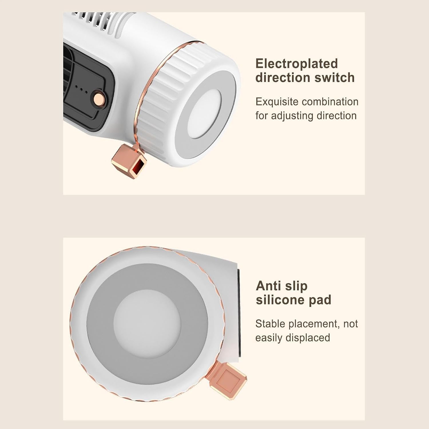 Mini Climatiseur Personnel - Ventilateur De Refroidissement Portable - Alimentation USB AC - 3 Vitesses - Tête Oscillante - Mini Climatiseur Pour Chambre à Coucher Et Voiture