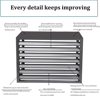  Housse De Climatiseur En Aluminium Toutes Saisons - Décoration Extérieure Pour Climatiseurs Et Poubelles - Protection Autonome Pour équipements Extérieurs