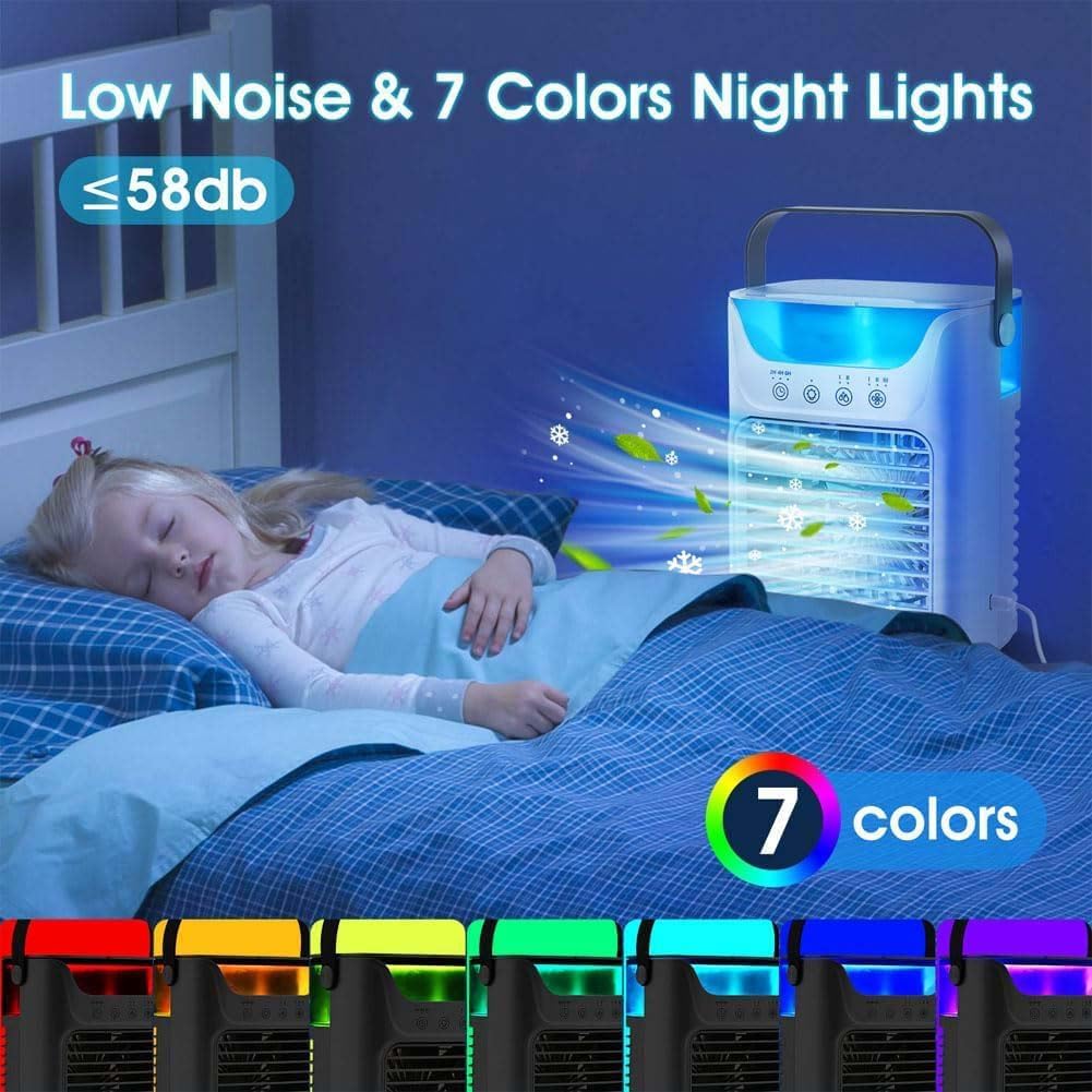  TundraFreeze Portable Ac Unit, TundraFreeze Air Conditioner, 4 En 1 Mini Climatiseur Mobile Avec 3 Vitesses, 2 Niveaux De Brume, 7 Couleurs LED De Nuit, 700ml Climatiseur Portable, Climatiseur Mobile