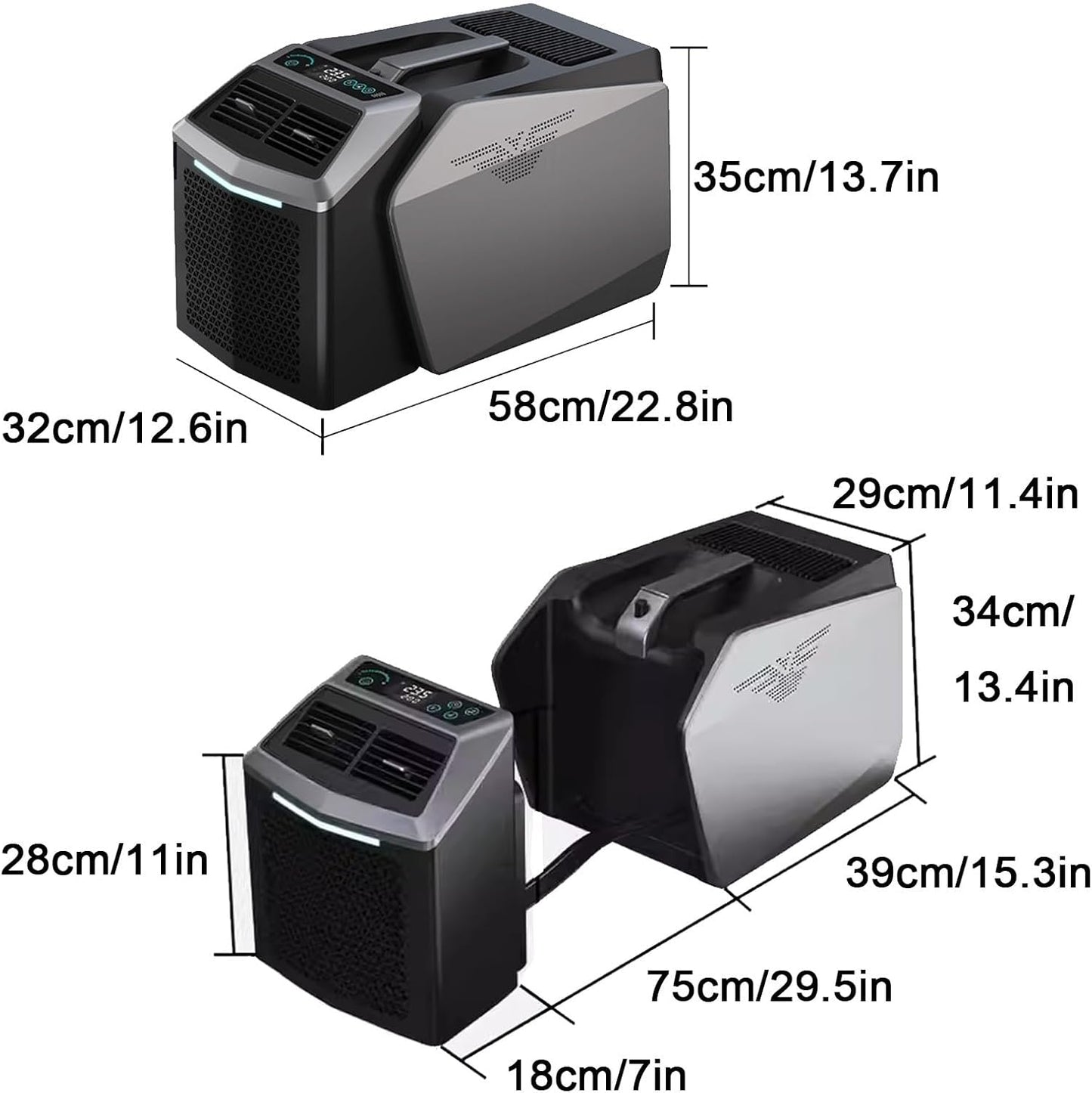 GENERIC Climatiseurs Portables 6100 BTU Pour Une Utilisation Extérieure Et Intérieure Refroidisseur D'air A Structure Divisée A 3 Vitesses Avec Télécommande