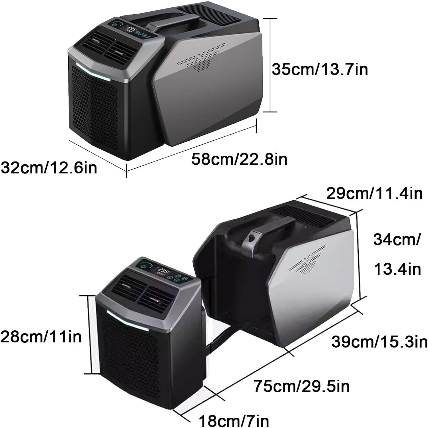 GENERIC Climatiseurs Portables 6100 BTU Pour Une Utilisation Extérieure Et Intérieure Refroidisseur D'air A Structure Divisée A 3 Vitesses Avec Télécommande