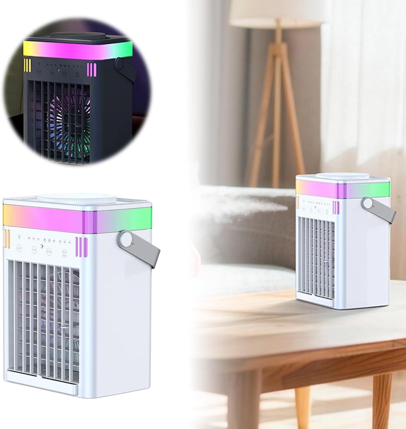  Climatiseur Évaporatif Silencieux Mobile, Ventilateur Colonne Sans Pales Intelligent Avec Télécommande, Refroidisseur D'Air Portable à Usage Domestique Pour Chambre, Salon, Dortoir D'Été