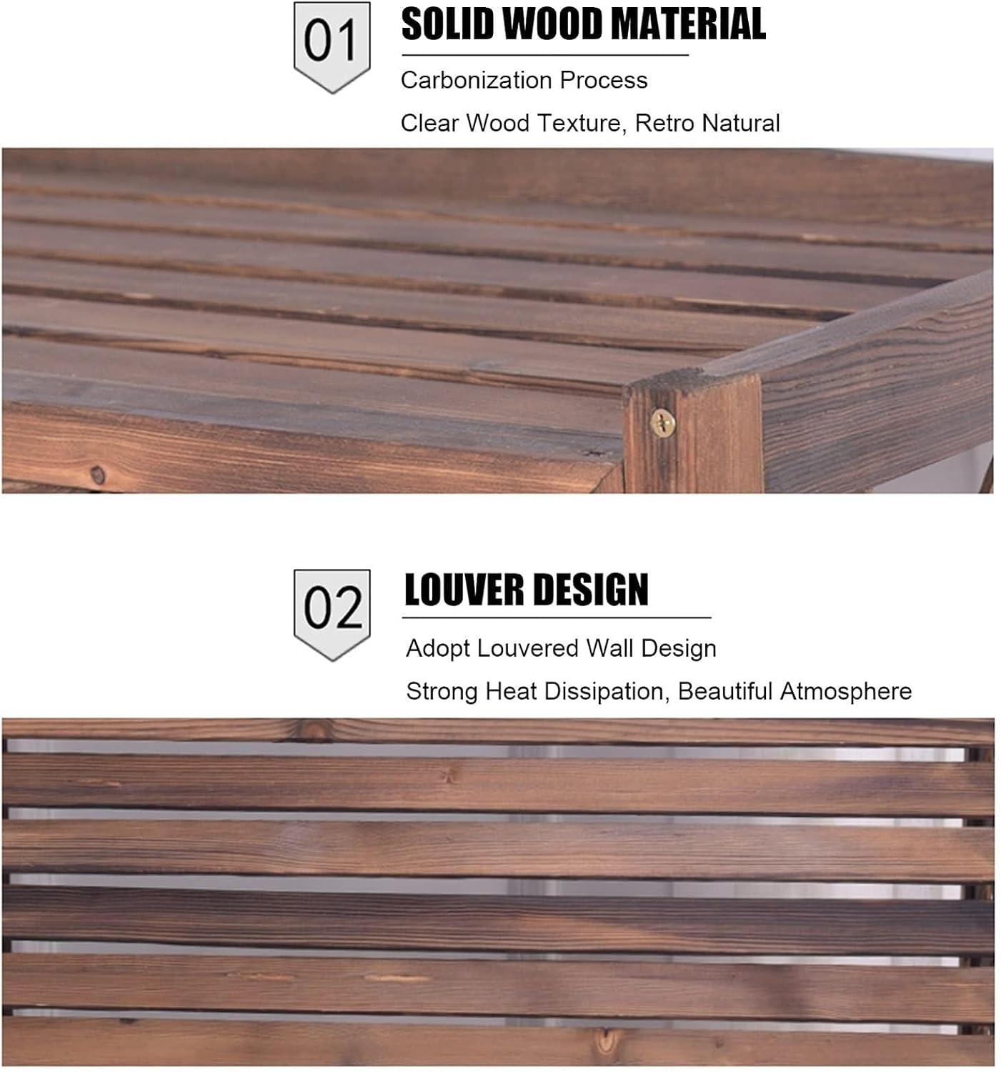 GENERIC Housse De Protection En Bois Massif Pour Climatiseur Et Pompe à Chaleur, 85 X 35 X 75 Cm – Volet Décoratif, Coque De Poubelle, Support De Fleurs, Grille Pour Utilisation En Extérieur