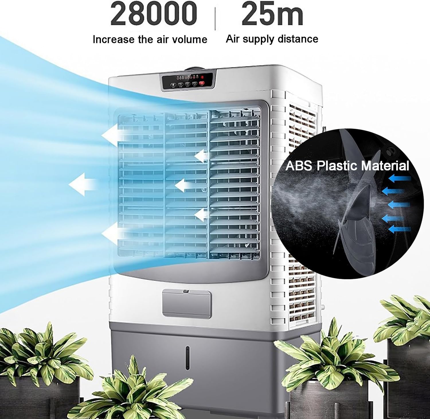 GENERIC Refroidisseur D'air à évaporation Commercial, Ventilateur AC Portable 3 En 1, Réservoir De 55 L, Refroidissement Efficace Pour Atelier, Garage, Terrasse