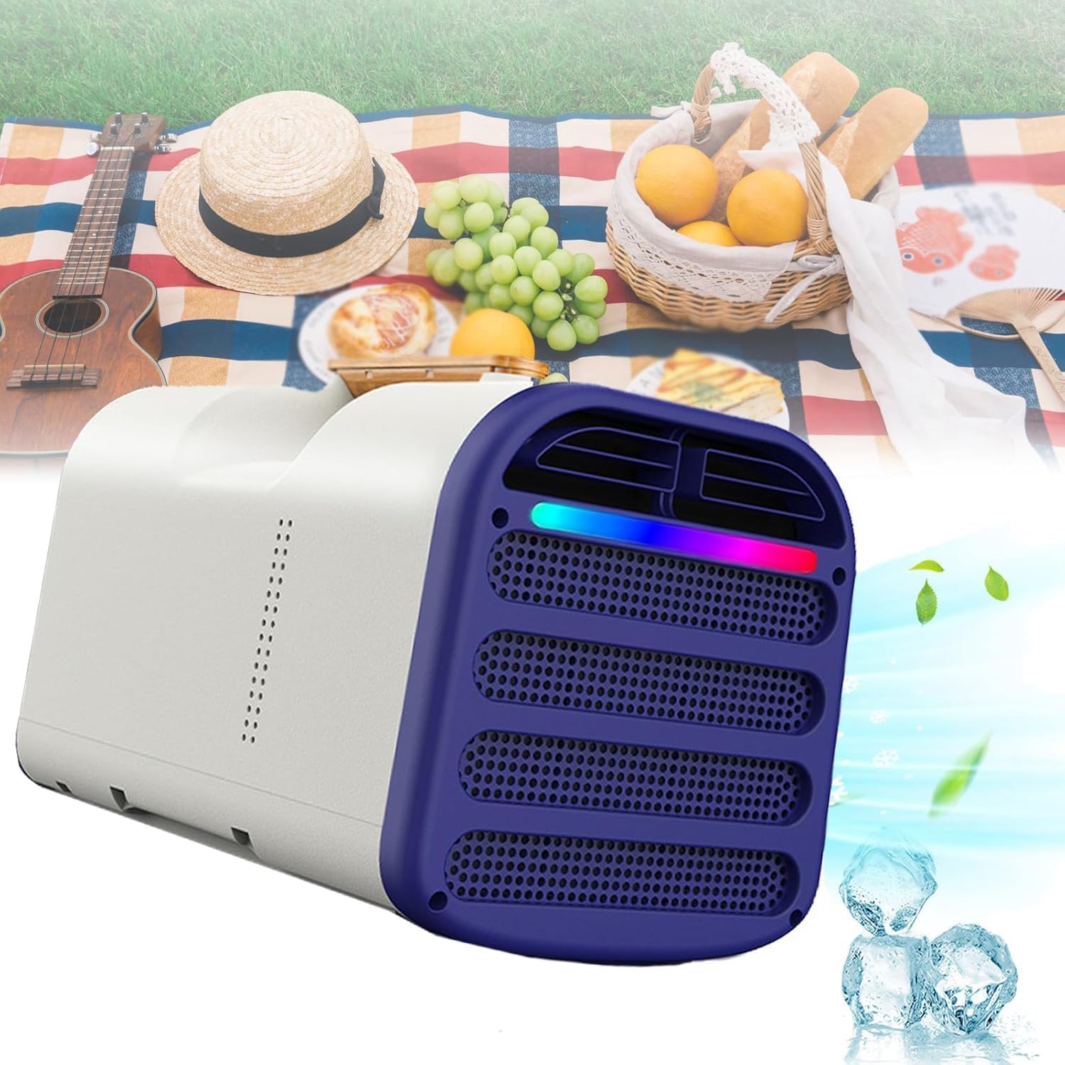  Portable AC 4500BTU Refroidissement Rapide 400W Calme Mini Refroidisseur Pour RV Voiture Camping Avec Télécommande Mode De Sommeil Déshumidificateur Compact Design Facile à Installer Extérieur à L'int